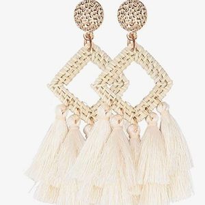 NEW Rattan Tassel Woven Earrings